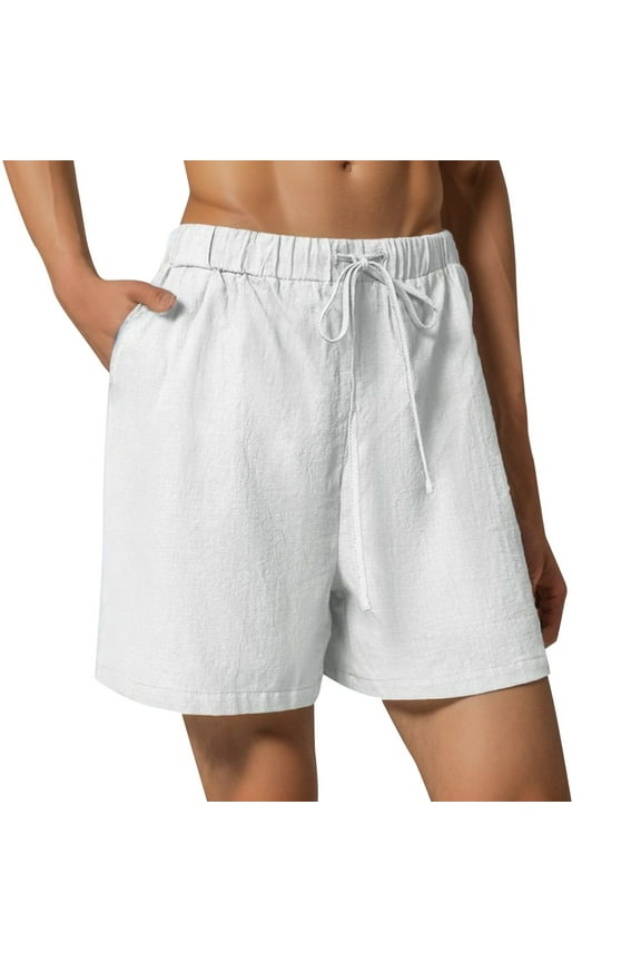 Women's Cotton Linen Shorts Elastic Waist Lightweight Pocket Shorts, Sizes S-XXL