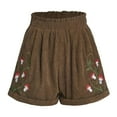 thumbnail image 1 of Hienoo Women's Embroidery Corduroy Shorts Elastic Waist Casual Shorts, Sizes S-XXL, 1 of 4