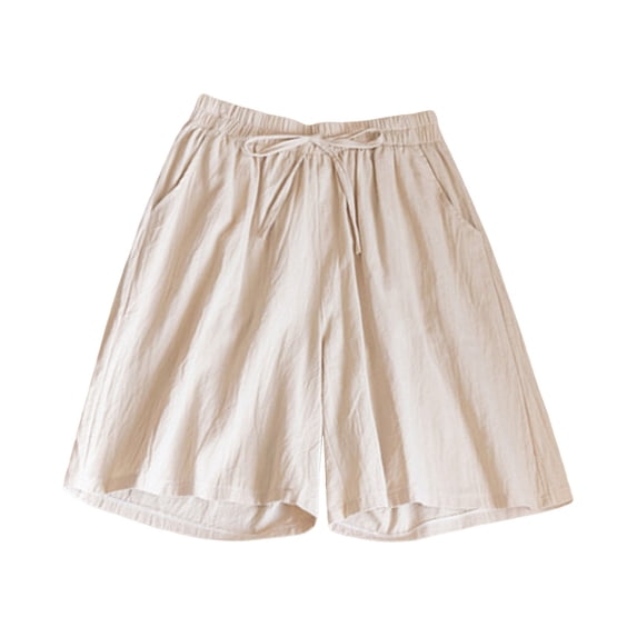 Hienoo Women's High Rise Bermuda Shorts Solid Color Breathable Casual Shorts, Sizes M-3XL