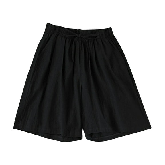 Hienoo Women's High Rise Bermuda Shorts Solid Color Breathable Casual Shorts, Sizes M-3XL