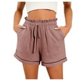 thumbnail image 1 of Hienoo Women's High Waist Pocket Loose Shorts Juniors Ruffle Casual Shorts, Sizes S-XXL, 1 of 8