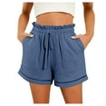 thumbnail image 1 of Hienoo Women's High Waist Pocket Loose Shorts Juniors Ruffle Casual Shorts, Sizes S-XXL, 1 of 8