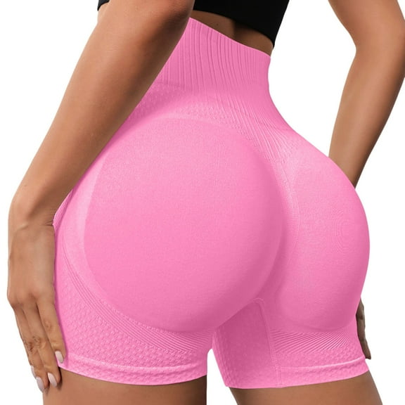 Hienoo Women's High Waist Workout Shorts Solid Seamless Athletic Biker Shorts, Sizes S-L