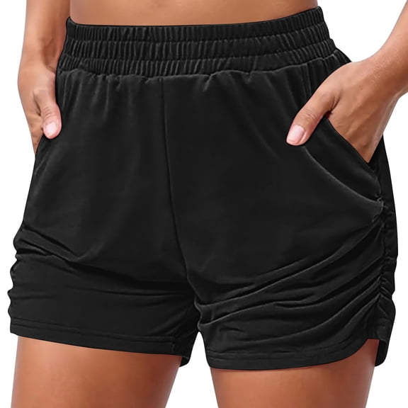 Hienoo Women's High Waisted Running Shorts Quick Drying Casual Active Shorts, Sizes S-5XL
