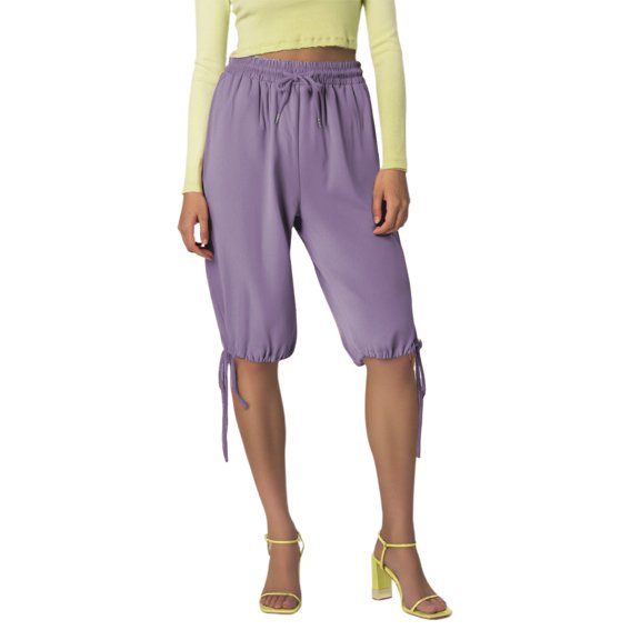 Hienoo Women's Linen Bermuda Shorts High Waist Drawstring Shorts with Pockets, Sizes S-3XL