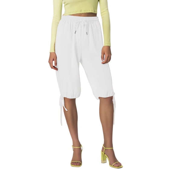 Hienoo Women's Linen Bermuda Shorts High Waist Drawstring Shorts with Pockets, Sizes S-3XL