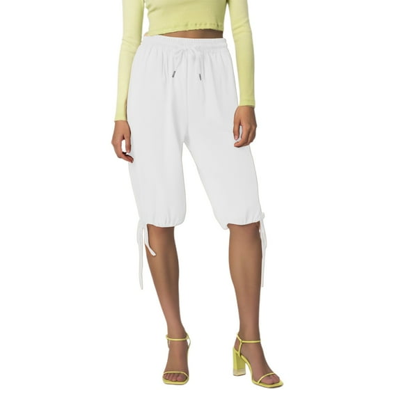 Hienoo Women's Linen Bermuda Shorts High Waist Drawstring Shorts with Pockets, Sizes S-3XL