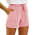 thumbnail image 1 of Hienoo Women's Plus Size Cotton Linen Shorts High Rise Relaxed Fit Casual Shorts, Sizes S-3XL, 1 of 6