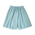 thumbnail image 1 of Hienoo Women's Plus Size High Rise Bermuda Shorts Solid Color Breathable Casual Shorts, Sizes M-3XL, 1 of 3