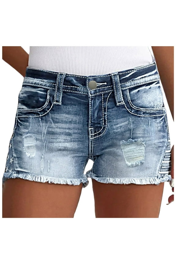 Women's Ripped Denim Shorts Casual Fashion Slim Pockets Shorts, Sizes S-XXL