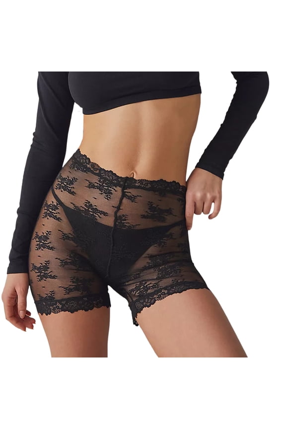 Women's Sexy See Through Lace Shorts Stretchy Tight Shorts Underwear, Sizes S-XL