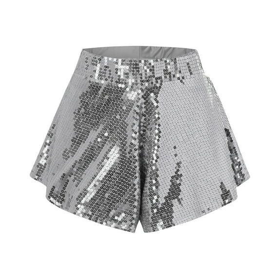 Hienoo Women's Sparkly Sequins High Waist Shorts for Stage Performance Dancing, Sizes S-XL