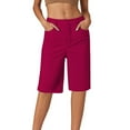 thumbnail image 1 of Hienoo Women's Twill Bermuda Shorts Straight Leg Mid Rise Versatile Shorts, Sizes S-XXL, 1 of 4