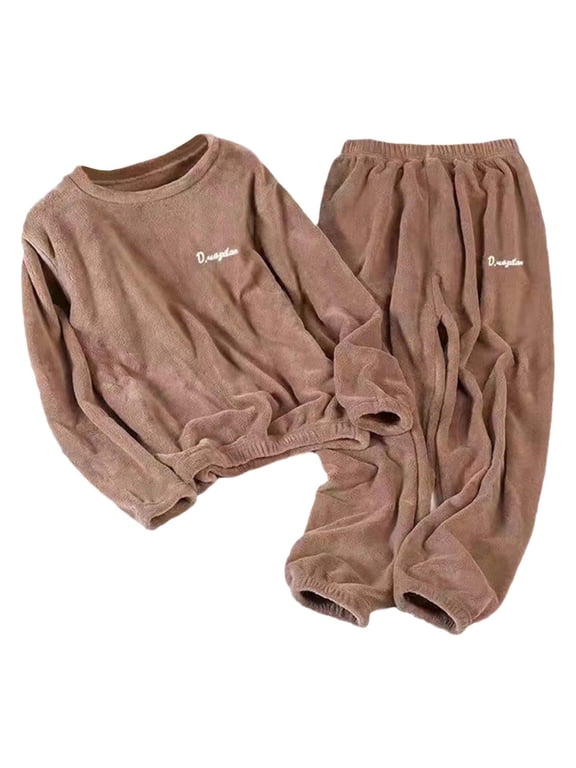 Women's Winter Flannel Pajamas Warm Long Sleeve Top Pants Comfy Loungewear