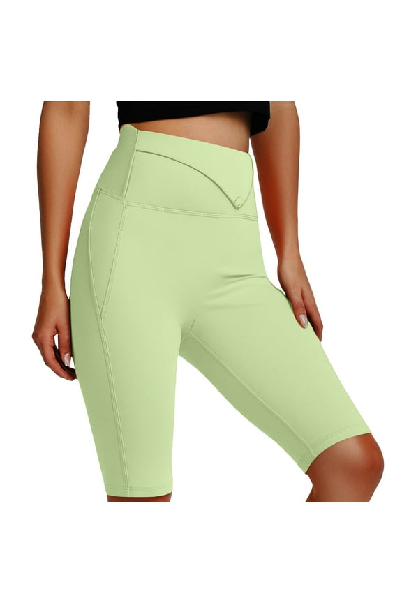 Womens Biker Shorts Tight Quick Drying High Rise Pocket Athletic Shorts, Sizes S-XL