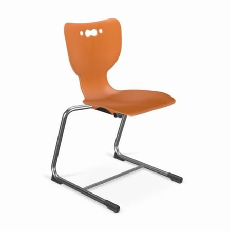 Hierarchy Cantilever School Chair, 14" Height, Chrome Frame, Orange Shell
