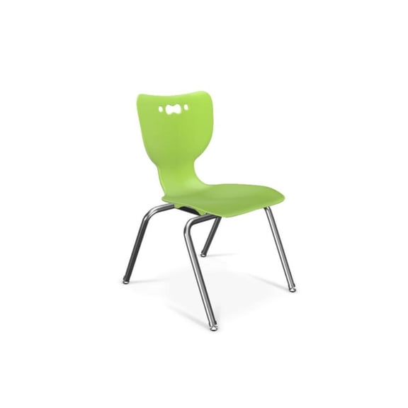 Moore Hierarchy School Chair,  4-Leg, 16" Height, Chrome Frame, Lime Green Shell