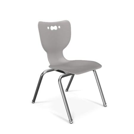 Moore Hierarchy School Chair, 4-Leg, 16" Height, Chrome Frame, Grey Shell