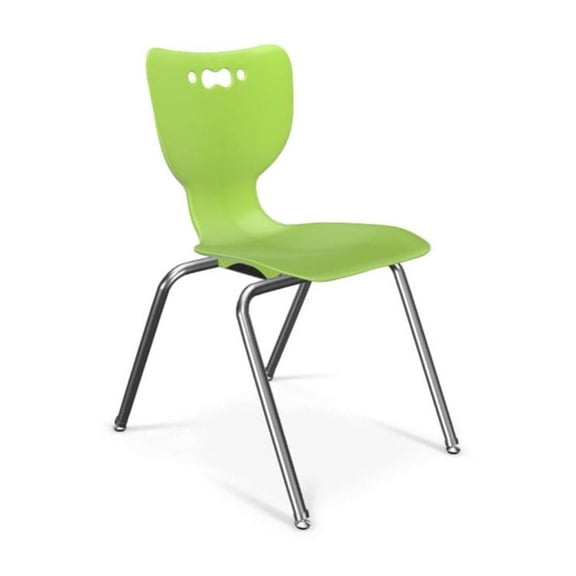 Moore Hierarchy School Chair,  4-Leg, 18" Height, Chrome Frame, Grey Shell