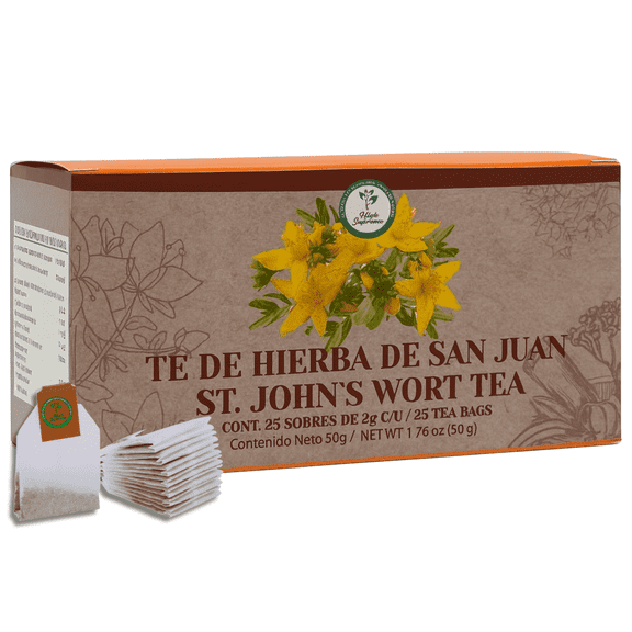 Hierba de San Juan Tea (St. Johns Wort) 25 Tea Bags 100% Natural, Vegan, Non-GMO Herbal Tea Caffeine-Free Botanical Infusion Authentic Mexican Herbal Blend