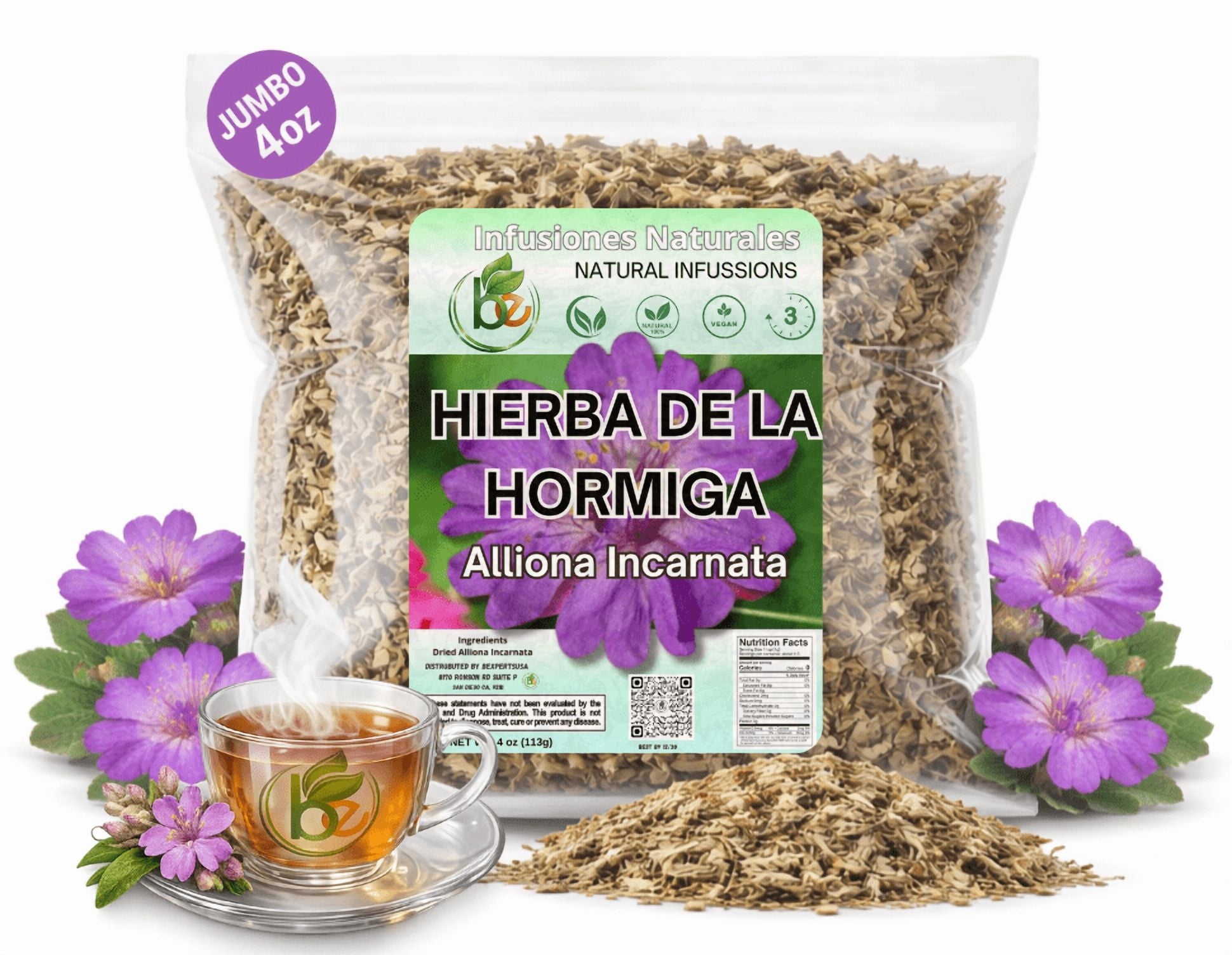 Hierba de la Hormiga Herbal Tea (4 oz) – 100% Natural Dried Allionia incarnata – Traditional Desert Botanical Infusion – Wildcrafted Loose Leaf – Caffeine-Free, Vegan, Non-GMO