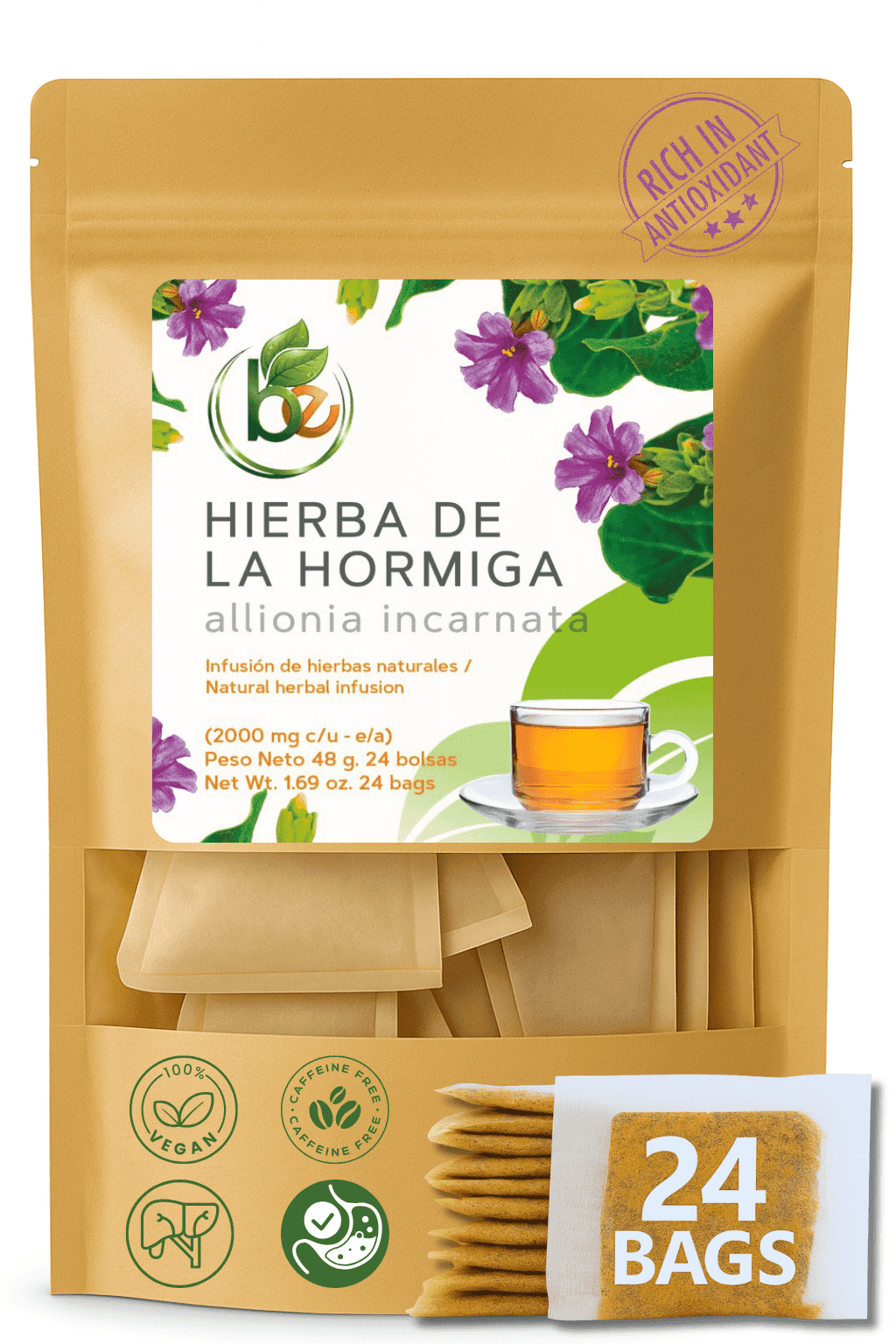 Hierba de la Hormiga (Trailing Windmills) Herbal Tea - 24 Premium Tea Bags (2000mg per Bag) - Authentic 100% Natural Mexican Botanical - Caffeine-Free, Vegan & Non-GMO - Traditional Support for Metab