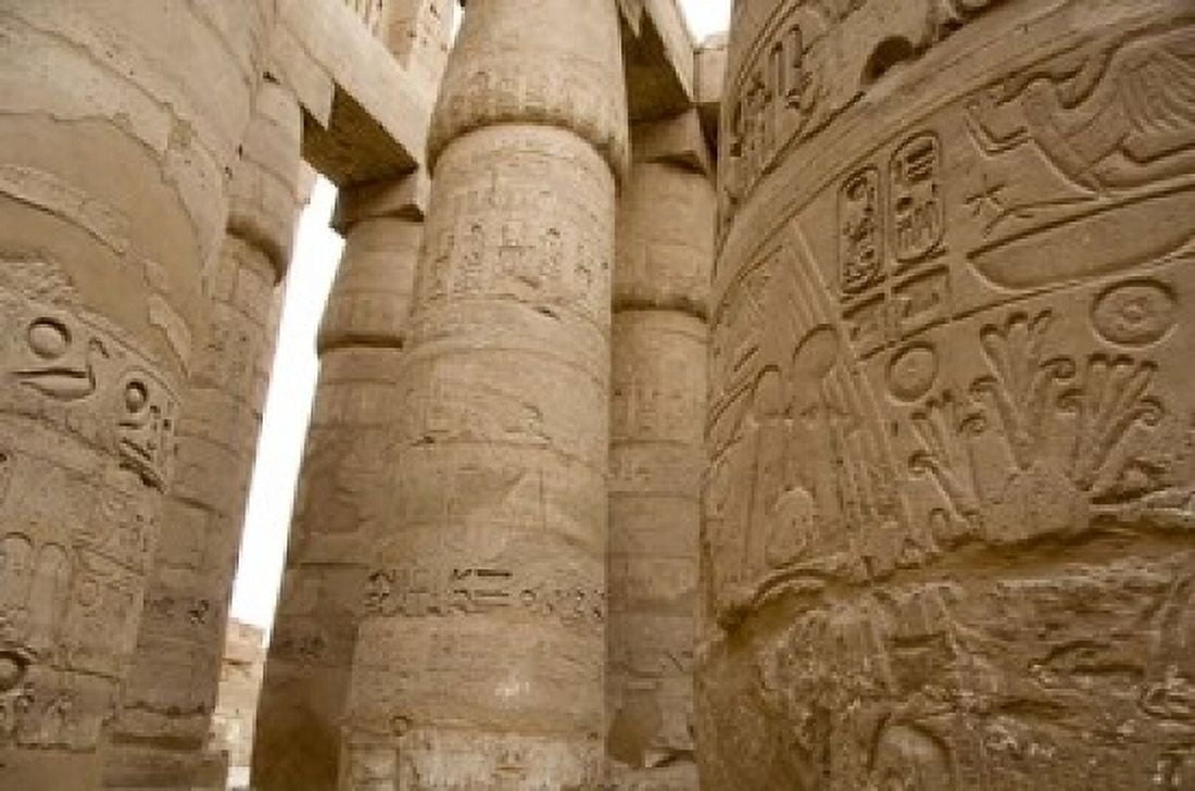 Hieroglyphic covered columns in hypostyle hall Karnak Temple East Bank Luxor Egypt Canvas Art - Cindy Miller Hopkins DanitaDelimont (17 x 11)