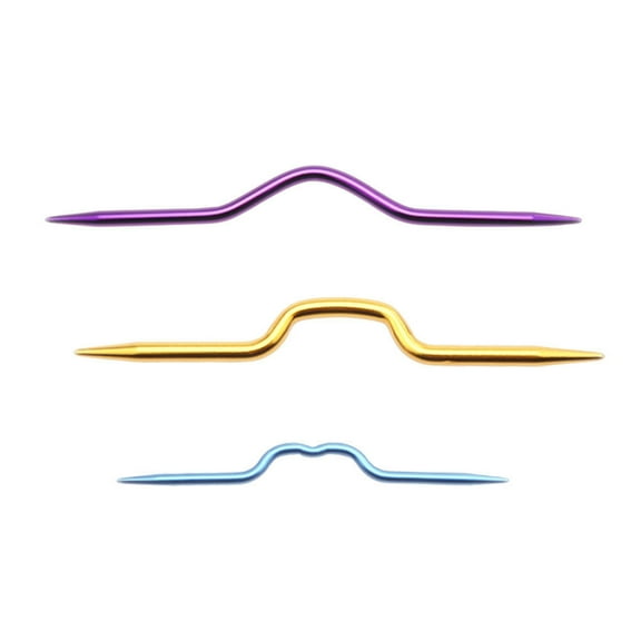 Hieromout 3pcs Alloy Crooked Curved Cable Stitch Holders DIY Cable Curved Crochet Hook Knitting Tools ( )