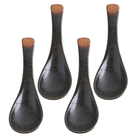Hieromout 4-Pack Japanese Ramen Soup Spoons Ceramic Noodle Spoons Rice Spoons for Asian Cuisine