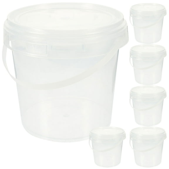 Hieromout 6pcs Large-capacity Ice Cream Preservation Bucket Clear Bucket With Lid Reusable Food Container