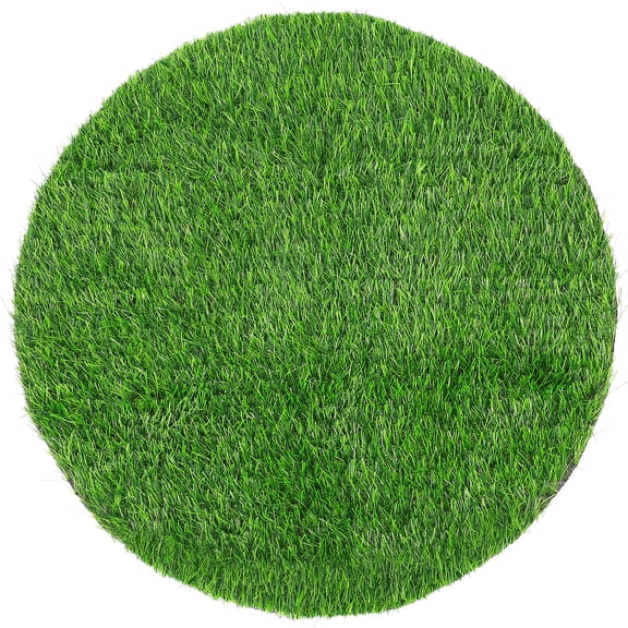Hieromout Artificial Grass Mat Green Fake Grass Turf Tile Placemat Round Fake Grass Pad Multi-Use Grass Mat