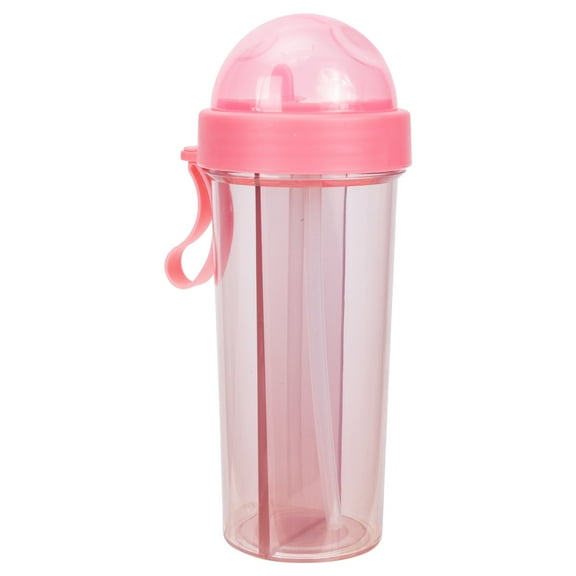 CTIRCHIU Leak Proof Double Straw Cup Red Plastic Sport Design for Kids and Adults 9.1×3.9×3.9in