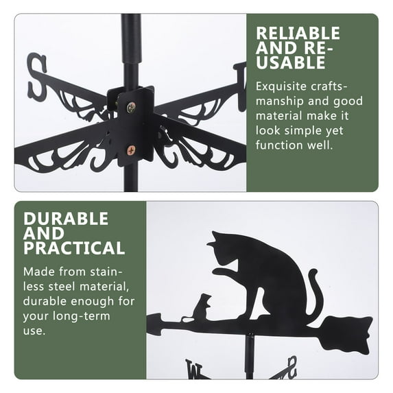 CTIRCHIU Black Cat and Mouse Stainless Steel Garden Weathervane Ornament, Outdoor Yard Decor 19.5×12.8×11.4in