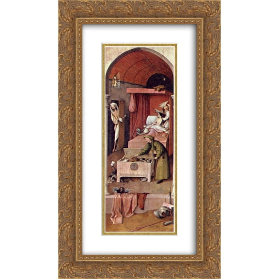 Hieronymus Bosch 2x Matted 14x24 Gold Ornate Framed Art Print 'Death and the Miser'