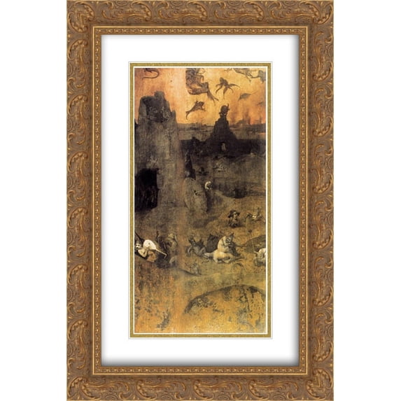 Hieronymus Bosch 2x Matted 16x24 Gold Ornate Framed Art Print 'The Fall of the Rebel Angels'
