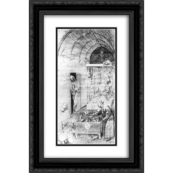 Hieronymus Bosch 2x Matted 18x24 Black Ornate Framed Art Print 'Death and the Miser'