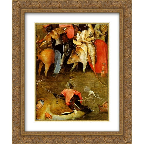 Hieronymus Bosch 2x Matted 20x24 Gold Ornate Framed Art Print 'Temptation of St. Anthony, detail of the central panel'