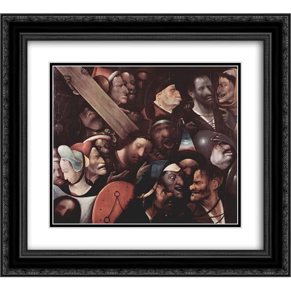 Hieronymus Bosch 2x Matted 22x20 Black Ornate Framed Art Print 'The Carrying of the Cross'