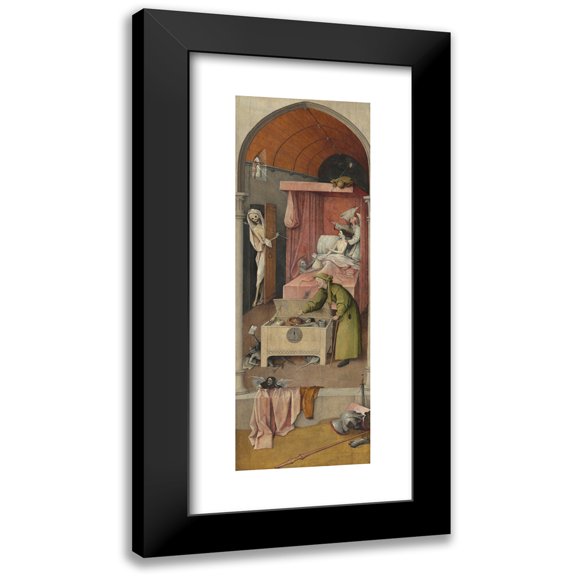 Hieronymus Bosch 9x18 Black Modern Framed Museum Art Print Titled - Death and the Miser (C. 1485-1490)