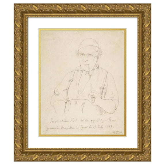 Hieronymus Hess 12x14 Gold Ornate Wood Frame and Double Matted Museum Art Print Titled - Portrait of Johann Anton Koch (ca. 1823)