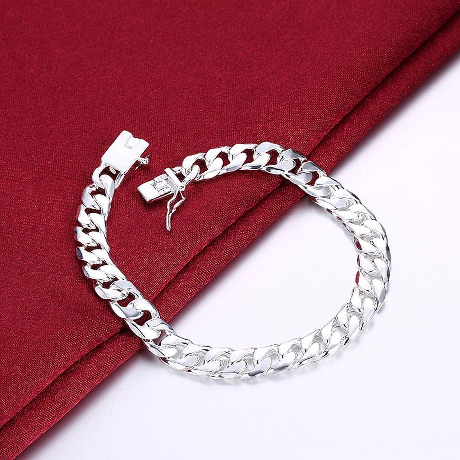 Hiessgozy Men's Jewelry Bracelet 925 Sterling Silver 10mm Width Thick ...