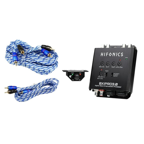 Hifonics BXIPRO3.0 Digital Bass Processor w/Noise Reduction+Remote+2) RCA Cables