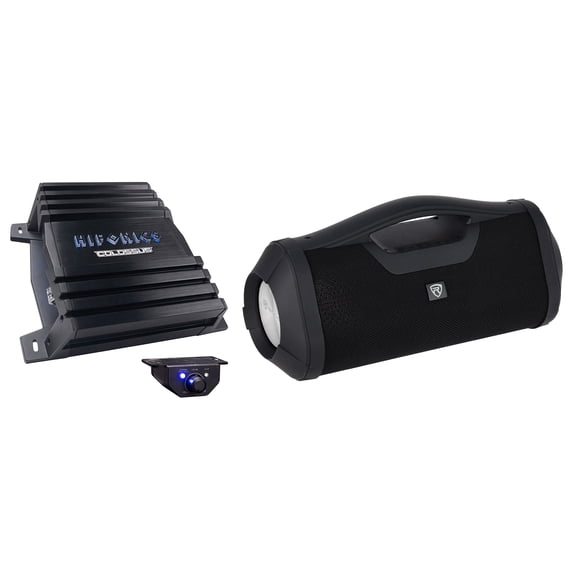 Hifonics HAC-1500.1D Bundle: 1500 Watt Mono Class D Car Audio Amplifier, Rockville RPB-XL Portable Bluetooth Speaker Boombox, 2-items