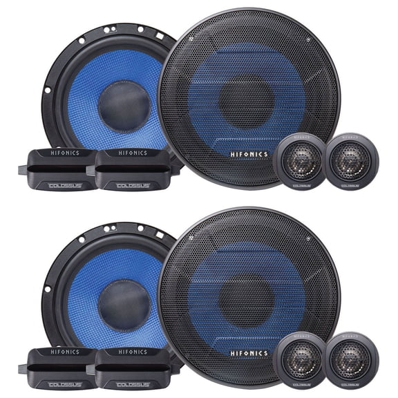 Hifonics HCC65C 6.5" 150w Component Car Audio Speakers w/Aluminum Tweeters (4 Items)