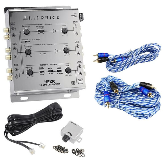Hifonics HFXR 3-Way Active Crossover With Remote + 17' + 6' RCA Cables