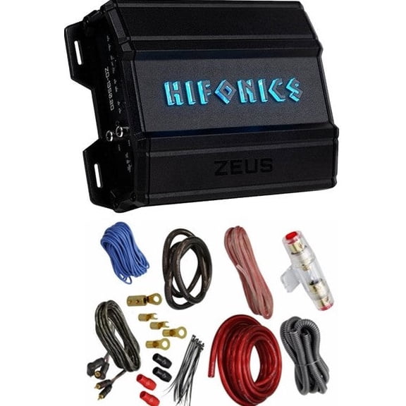 Hifonics ZD-1350.2D 1350W RMS Class-D 2-Channel Car Stereo Amplifier + 4 Gauge Amp Kit