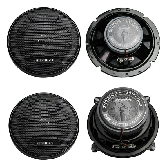 Hifonics Zeus 6.5" 300W Shallow Mount Pair, 5.25" 200W Coaxial Speaker Pair