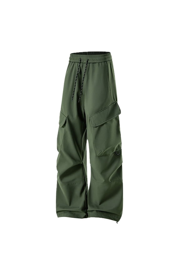 Adult Men Women Straight Wide Leg Casual Quick Drying Paratrooper Pants Joggers Trousers Slacks Solid Color Streetwear Classic