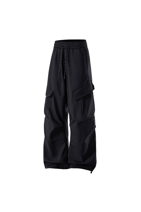 Adult Men Women Straight Wide Leg Casual Quick Drying Paratrooper Pants Joggers Trousers Slacks Solid Color Streetwear Holiday