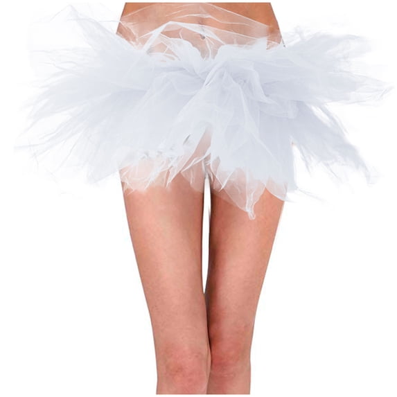 Hifoo Adult Tulle Skirts 6 Layered Tutu Mini Ball Gown Skirts Women Classic Princess Fluffy Ballet Skirts Solid Color Classic Female Skirts